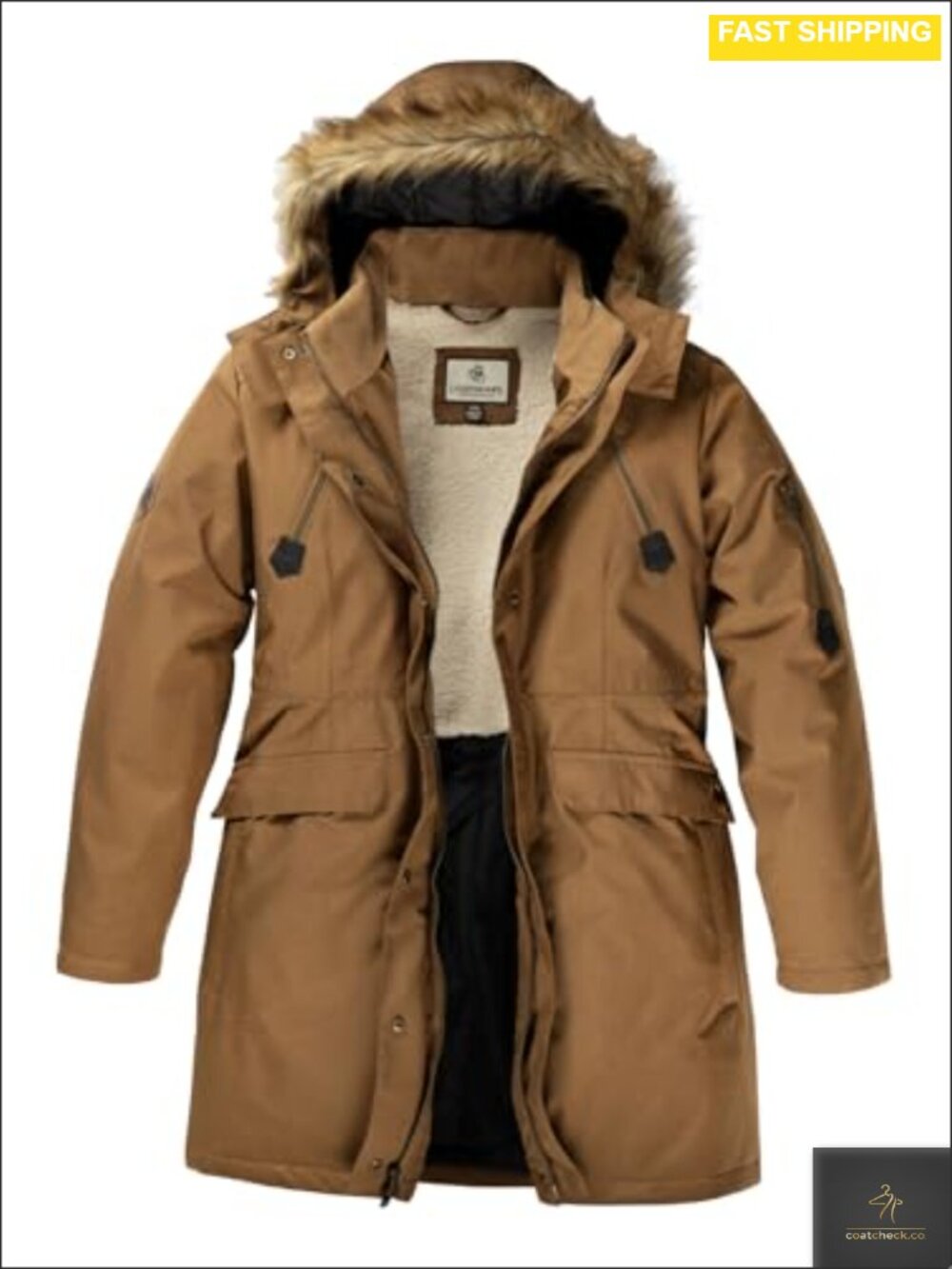 Womens Warm Insulated Parka Coat with Hood, Faux Fur, Water Resistant, Winter